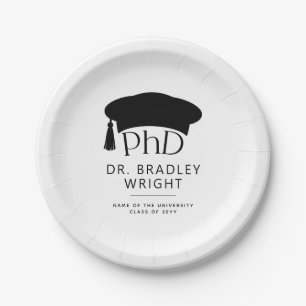 Assiettes En Carton Chapeau doctoral personnalisé de doctorat pour la