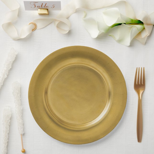 Assiettes En Carton Chargeur d'or (Mariage)