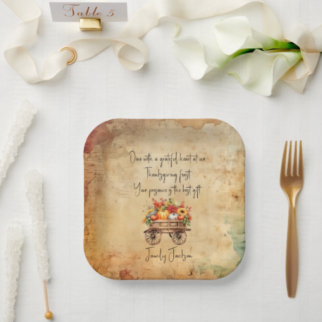 Assiettes En Carton Chariot citrouille rustique Plaques de papier Than (Mariage)