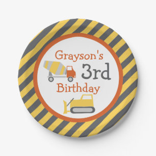 Assiettes En Carton Chariot de construction Plaques papier de fête d'a