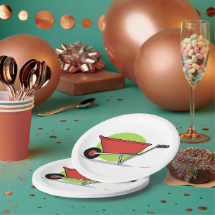 Assiettes En Carton Chariot de jardin à roue rouge