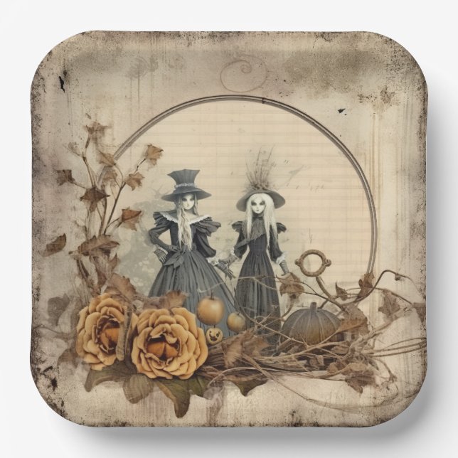 Assiettes En Carton Chariot Halloween vintage (12) (Recto)