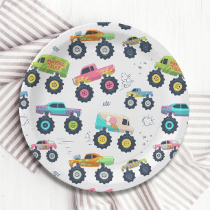 Assiettes En Carton Chariot Monster couleur d'aquarelle moderne