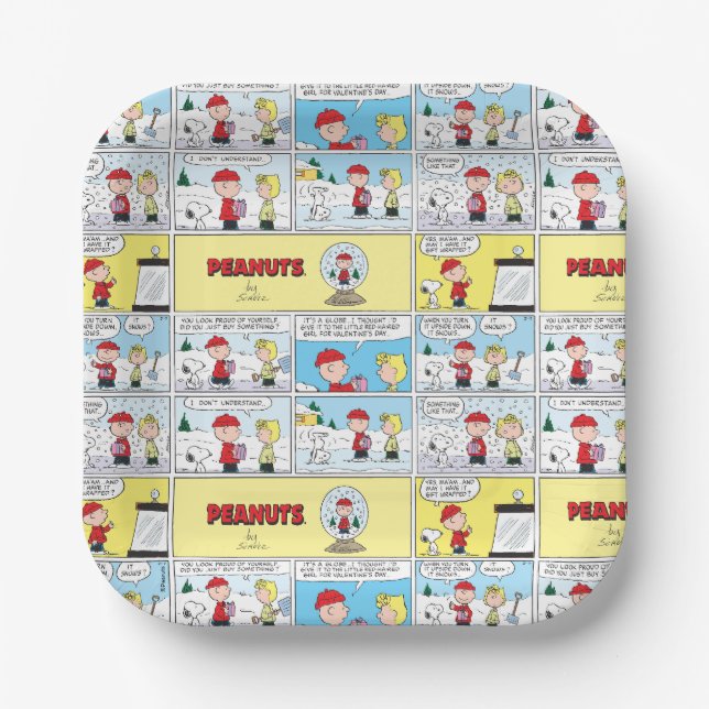 Assiettes En Carton Charlie Brown | Boule à neige (Recto)