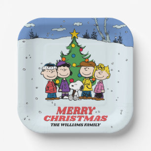 Assiettes En Carton Charlie Brown et la fête de Noël des amis