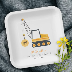 Assiettes En Carton Charmant véhicule de grue de construction n'import