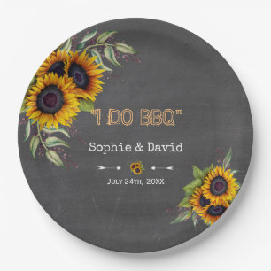Assiettes En Carton Charme Aquarelle Sunflower Chalkboard I DO BBQ