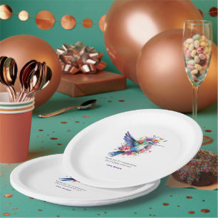 Assiettes En Carton Charme Colibri 2 Bouquet floral coloré
