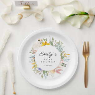 Assiettes En Carton Charme de jardin fleur sauvage Baby shower