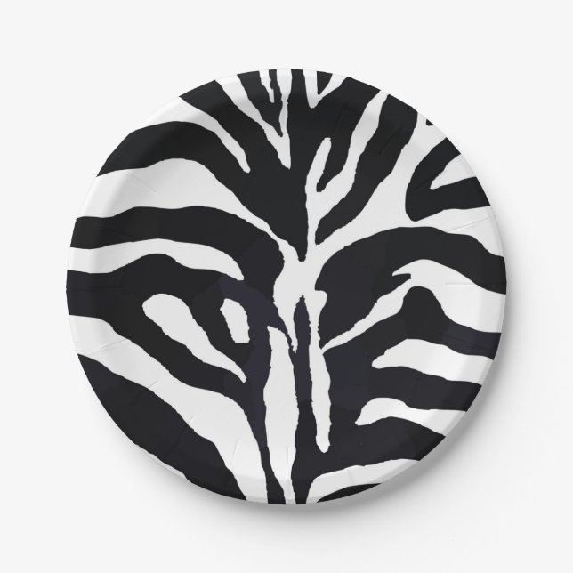 Assiettes En Carton Charme moderne de mode de zèbre noir et blanc (Devant)
