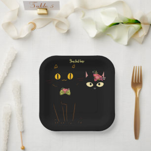 Assiettes En Carton Charming Black Cats Yellow Eyes