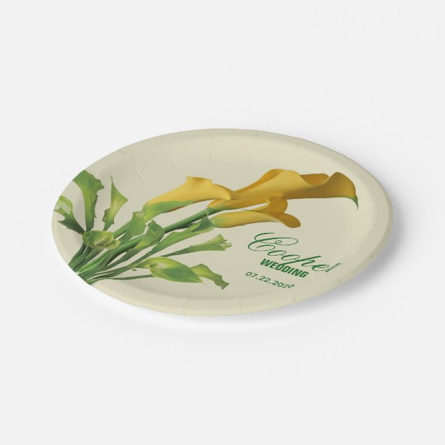 Assiettes En Carton Charming Calla Lily Plaques de papier Mariage (Angle)