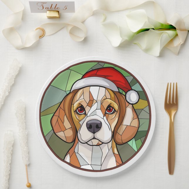 Assiettes En Carton Charming Canine Cheer : Noël à thème Beagle (Mariage)