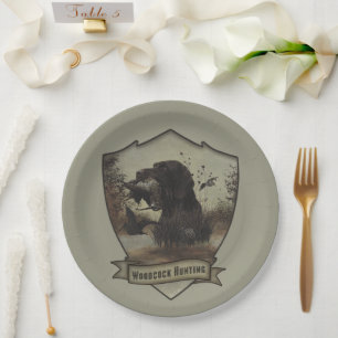 Assiettes En Carton Chasse à la bécasse avec le pointer allemand à poi