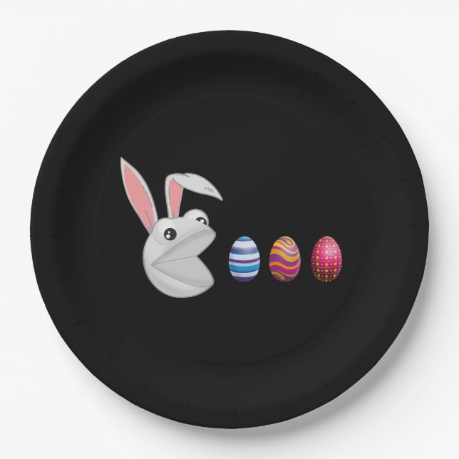 Assiettes En Carton Chasse aux oeufs Lapin de Pâques (Devant)