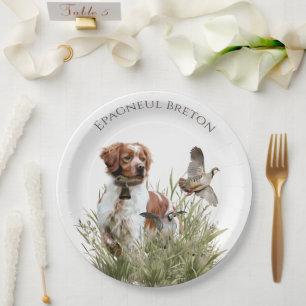 Assiettes En Carton Chasse avec un chien breton, Art