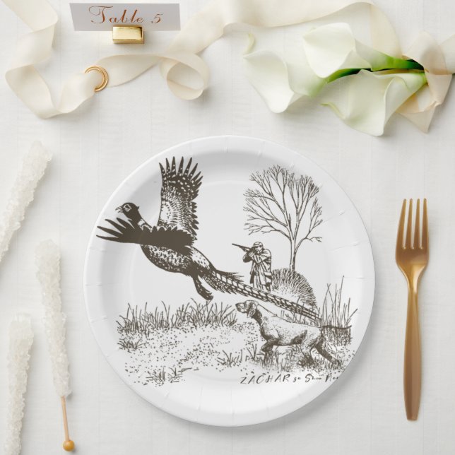 Assiettes En Carton Chasseur (chasse avec SPG) (Mariage)