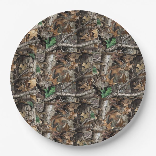 ASSIETTES EN CARTON CHASSEURS FORÊT CAMO #1 PLAQUES EN PAPIER (Devant)