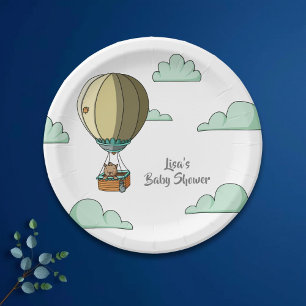 Assiettes En Carton Chat Brown en ballon à air chaud dans le Sky Party
