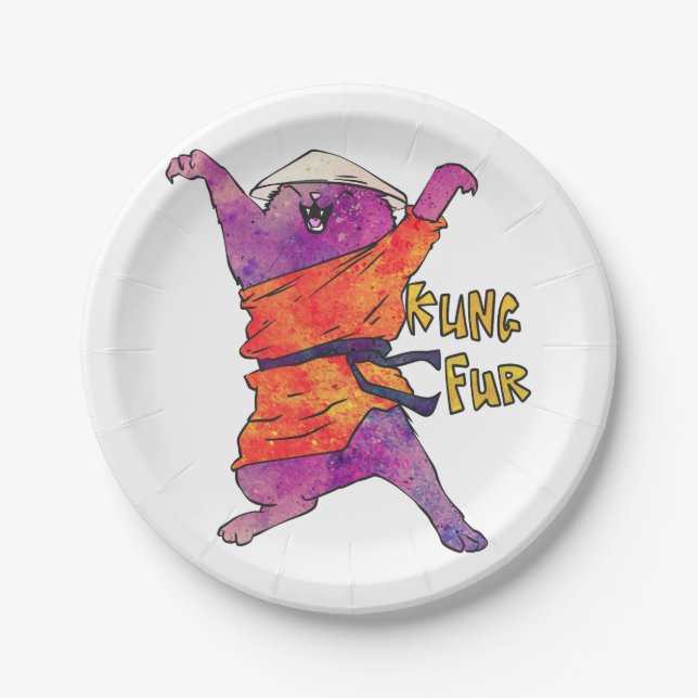 Assiettes En Carton Chat chinois - Choisir la couleur arrière - plan (Devant)