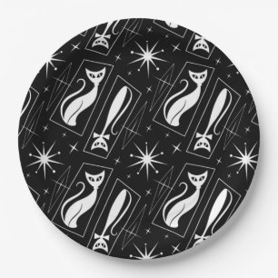Assiettes En Carton Chat étoile atomique Noël moderne du milieu du siè