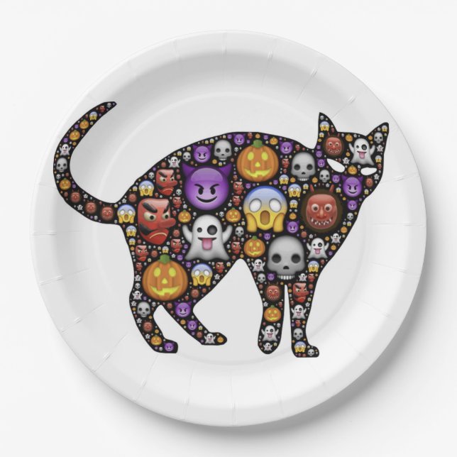 ASSIETTES EN CARTON CHAT HALLOWEEN (Devant)