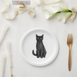 Assiettes En Carton chat noir