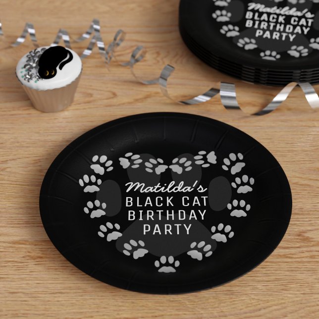 Assiettes En Carton Chat Personnalisé Anniversaire Empreinte de patte  (Créateur téléchargé)