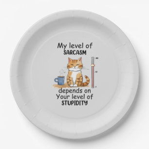 Assiettes En Carton Chat Sarcastique - Drôle Orange Art