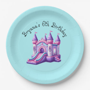 Assiettes En Carton Château Gonflable Princesse Rose Violet Fête
