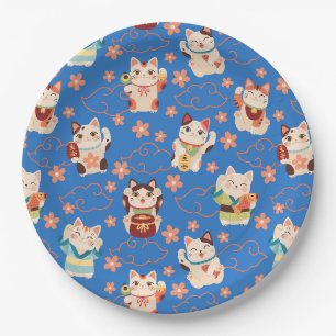 Assiettes En Carton Chats chanceux Maneki Neko