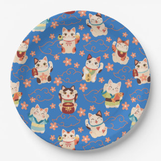 Assiettes En Carton Chats chanceux Maneki Neko