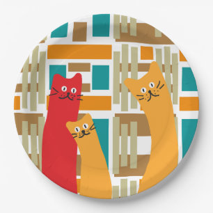 Assiettes En Carton Chats de chats mignons formes géométriques
