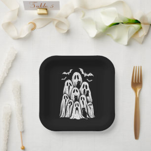 Assiettes En Carton Chats fantômes d'Halloween amateur de saison effra