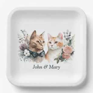 Assiettes En Carton Chats mariages Anniversaires Sur Blanc