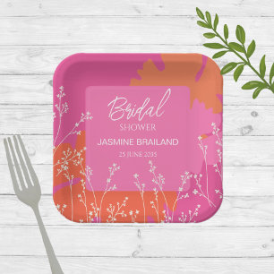 Assiettes En Carton Chaud rose et orange marmite Abstraite florale
