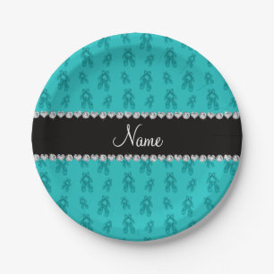 Assiettes En Carton Chaussure de ballet turquoise