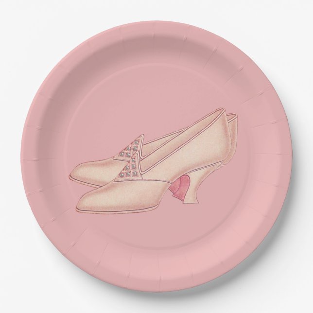 Assiettes En Carton Chaussure princesse rose (Devant)
