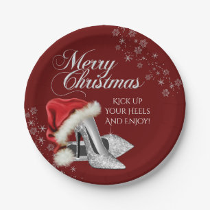 Assiettes En Carton Chaussures à talons hauts Santa Chapeau Fête de No