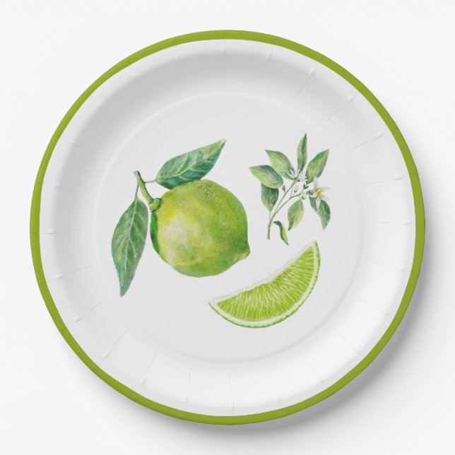Assiettes En Carton Chaux d'aquarelle et plaque de papier Feuille (Devant)