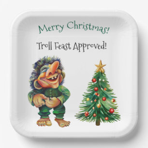 Assiettes En Carton Cheeky Christmas Troll et Tree Delight