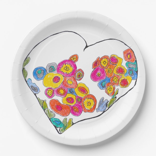 Assiettes En Carton Cheerful Heart by Lydia's Art Sangria (Devant)
