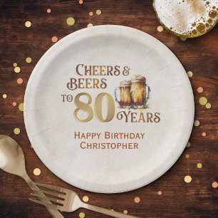 Assiettes En Carton Cheers & Beers 80e anniversaire