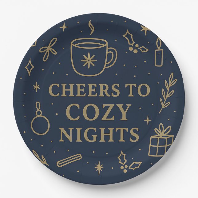 Assiettes En Carton Cheers to Cozy Nights Paper Plate (Devant)