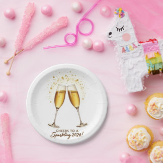 Assiettes En Carton Cheers to Sparkling 2026 Plates