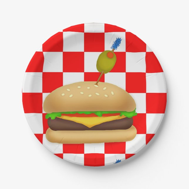 Assiettes En Carton Cheeseburger de Gormet (Devant)