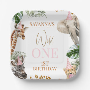 Assiettes En Carton Cheetah Print Girls Safari Wild One 1er Anniversai