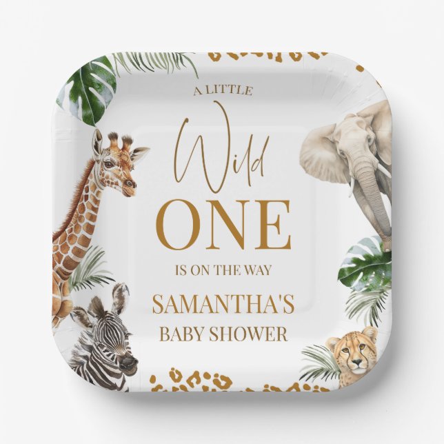 Assiettes En Carton Cheetah Safari Wild One Baby Shower  (Recto)