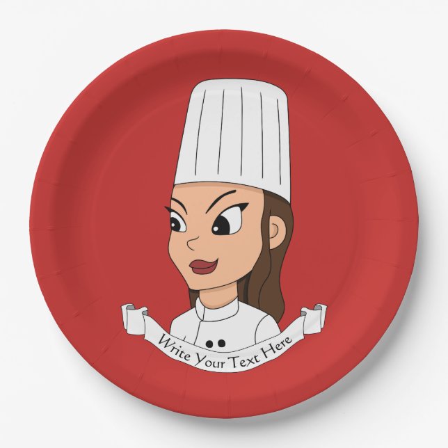 Assiettes En Carton Chef fille personnalisée (Devant)
