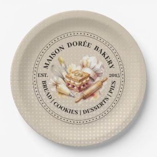 Assiettes En Carton Chef Pâtissier Boulangerie Magasin Dessert Sucreri